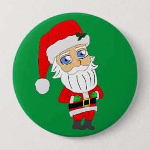 Macaron Rond 10 Cm bouton chibi santa claus