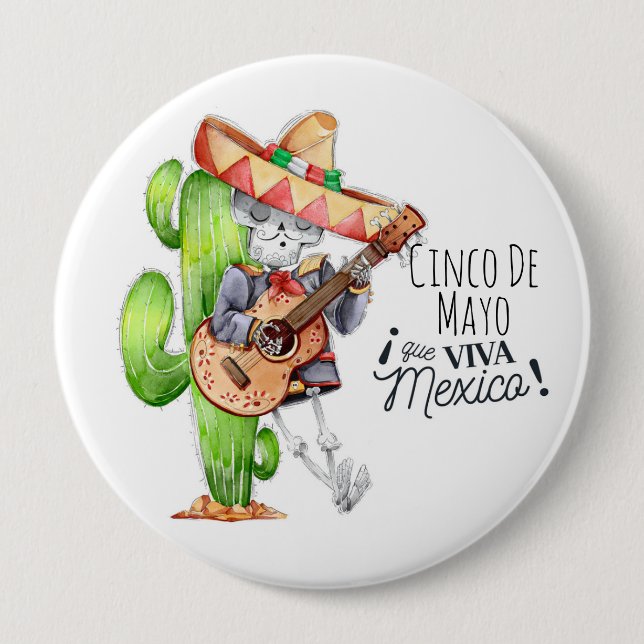Macaron Rond 10 Cm Bouton Cinco De Mayo (Devant)