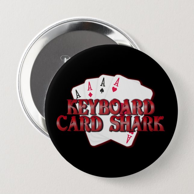 Macaron Rond 10 Cm Bouton Clavier Card Shark (Devant & derrière)