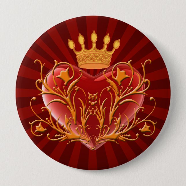 Macaron Rond 10 Cm Bouton Coeur Filigree Crown (Devant)