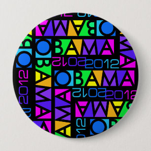 Macaron Rond 10 Cm Bouton coloré d'OBAMA 2012, énorme
