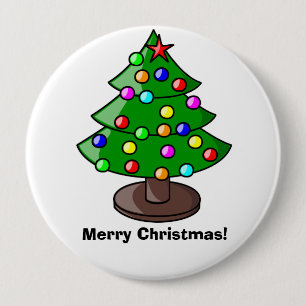 Macaron Rond 10 Cm Bouton d'arbre de Noël "Joyeux Noël"