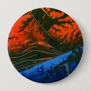 Macaron Rond 10 Cm Bouton d'art Abstrait "Feu de marais 6"