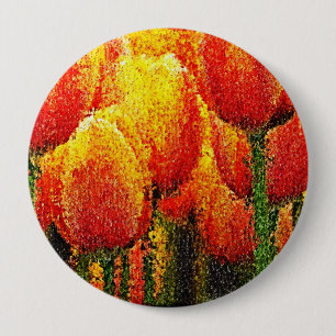 Macaron Rond 10 Cm Bouton d'art de peinture de tulipe Abstraite