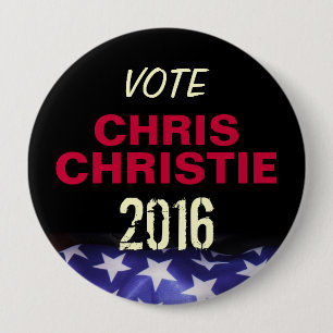 Macaron Rond 10 Cm Bouton de campagne de CHRISTIE 2016 de Chris de