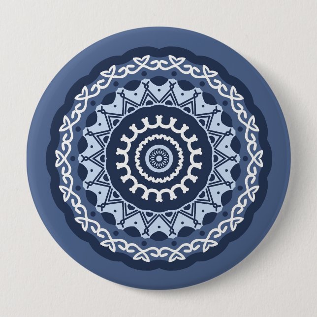 Macaron Rond 10 Cm Bouton de conception Mandala complexe (Devant)