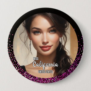 Macaron Rond 10 Cm Bouton de concours Pink Glam - Brillante Étincelle