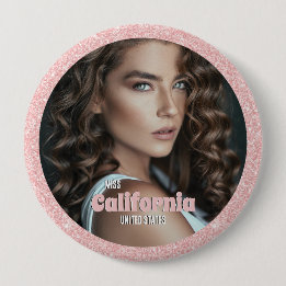 Macaron Rond 10 Cm Bouton de Cortège | Photo avec Fond Pailleté