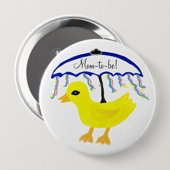 Macaron Rond 10 Cm Bouton de douche à parapluie jaune canard (Devant & derrière)