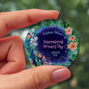 Macaron Rond 10 Cm Bouton de fleurs à l'aquarelle pour la Journée de 