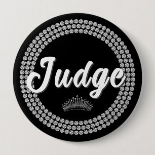 Macaron Rond 10 Cm Bouton de juge de concours noir et argenté Glam Ju