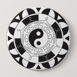 Macaron Rond 10 Cm Bouton de mandala de Yin Yang