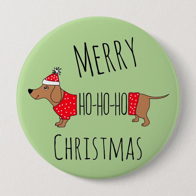 Macaron Rond 10 Cm Bouton de Noël Dachshund (Devant)