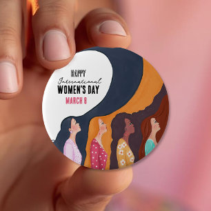 Macaron Rond 10 Cm Bouton de profil Journée internationale des femmes