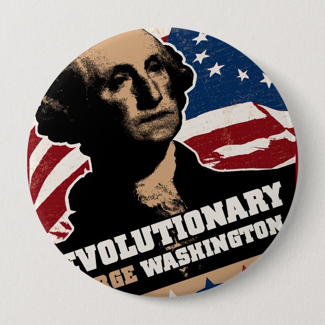 Macaron Rond 10 Cm Bouton de révolutionnaire de George Washington (Devant)
