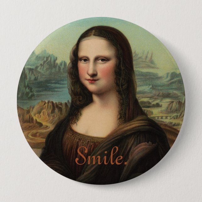 Macaron Rond 10 Cm Bouton de sourire Mona Lisa (Devant)