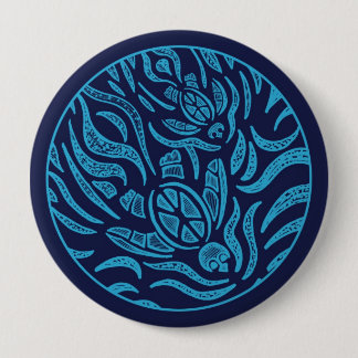 Macaron Rond 10 Cm Bouton de tortues de mer de famille d'océan