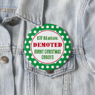 Macaron Rond 10 Cm Bouton d'elfe de Noël vilain drôle