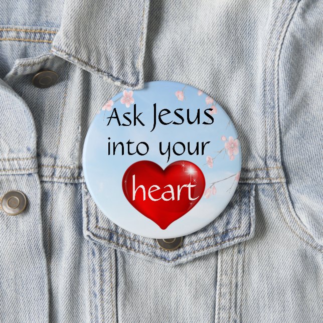 Macaron Rond 10 Cm Bouton Demander à Jésus (En situation)