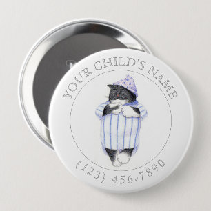 Macaron Rond 10 Cm Bouton d'identification d'enfant CAT - CHEMISE DE