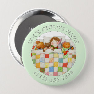 Macaron Rond 10 Cm Bouton d'identification pour enfant COZY QUILT - V