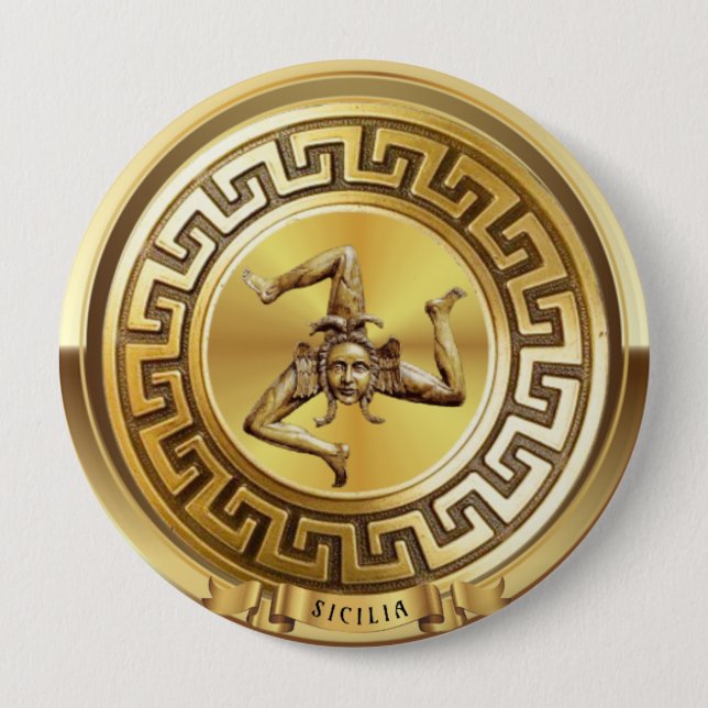 Macaron Rond 10 Cm Bouton d'or de la sicilie (Sicile) (Devant)