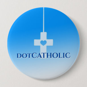 Macaron Rond 10 Cm Bouton dotCATHOLIC Bleu 4 pouces Style n° #350717