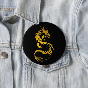 Macaron Rond 10 Cm Bouton Dragon d'or