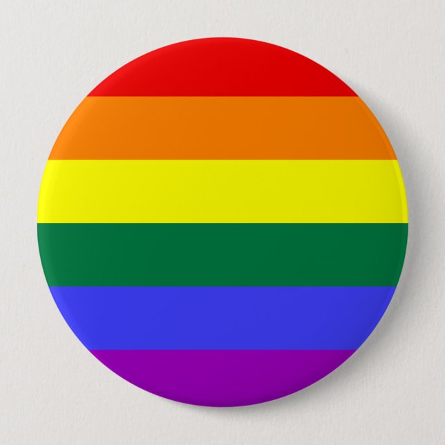 Macaron Rond 10 Cm Bouton drapeau de la fierté arc-en-ciel (Devant)