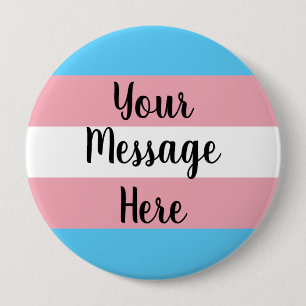 Macaron Rond 10 Cm Bouton Drapeau de Trans personnalisable