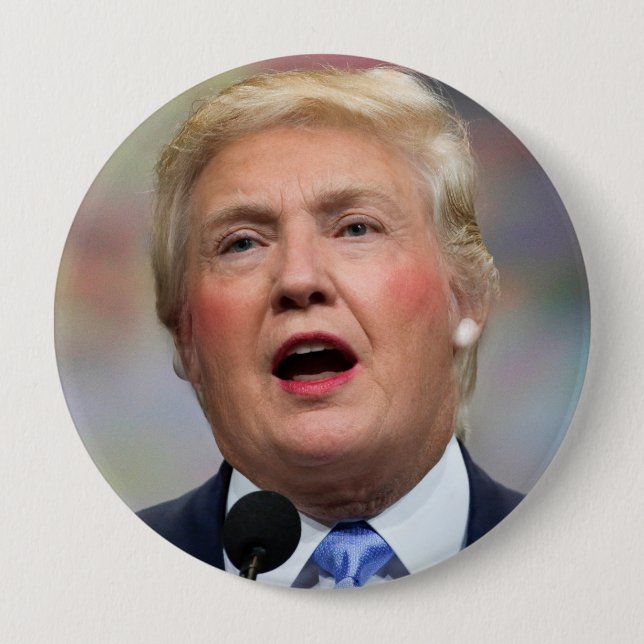 Macaron Rond 10 Cm Bouton drôle de Donald Clinton de parodie (Devant)