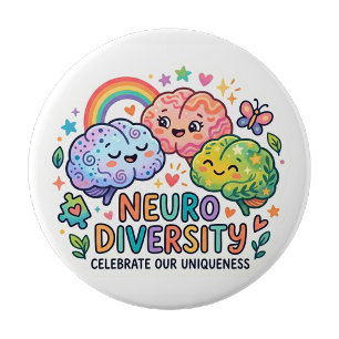 Macaron Rond 10 Cm Bouton drôle de neurodiversité
