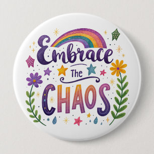 Macaron Rond 10 Cm Bouton "Embrasser le chaos"