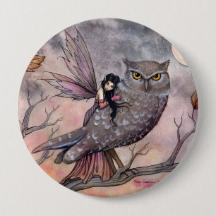 Macaron Rond 10 Cm Bouton Fairy and Owl d'automne
