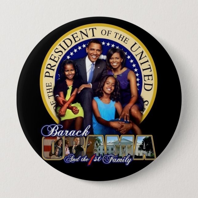 Macaron Rond 10 Cm Bouton Famille-Rond d'OBAMA-1ST (Devant)