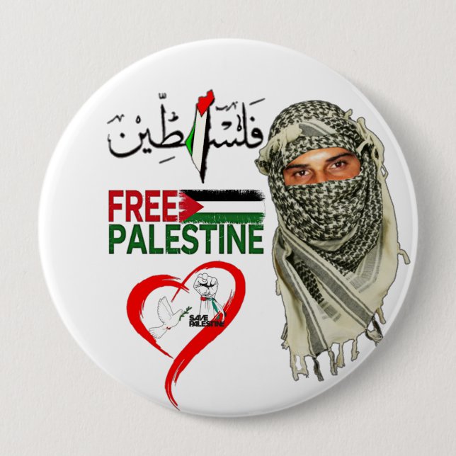 Macaron Rond 10 Cm Bouton Free Palestine (Devant)