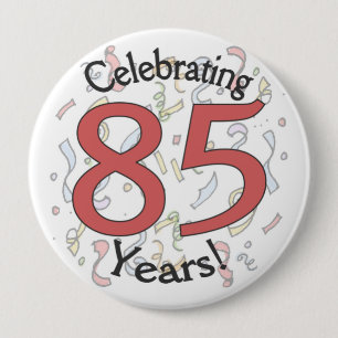 Macaron Rond 10 Cm Bouton géant pour fêter 85 ans de confetti anniv