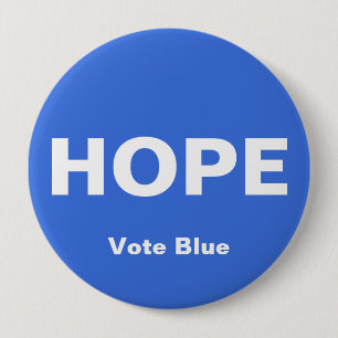 Macaron Rond 10 Cm Bouton HOPE, Bouton VOTE BLEU