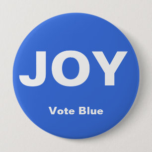 Macaron Rond 10 Cm Bouton JOY, Bouton VOTE BLEU