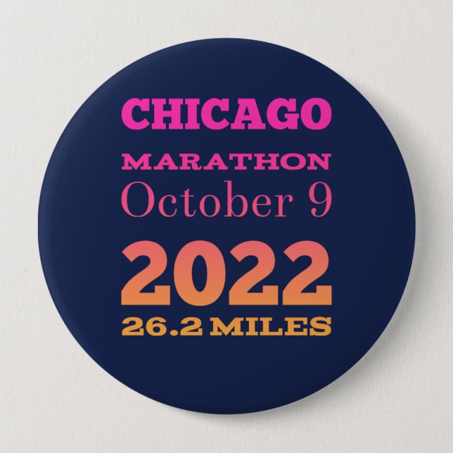 Macaron Rond 10 Cm Bouton Marathon de Chicago 2022 (Devant)
