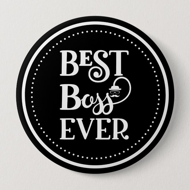 Macaron Rond 10 Cm Bouton Meilleur Boss Ever (Devant)