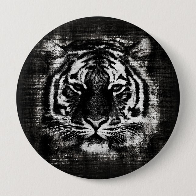 Macaron Rond 10 Cm Bouton noir et blanc de cru de tigre (Devant)
