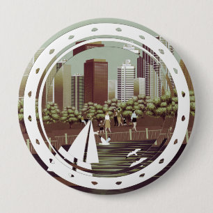 Macaron Rond 10 Cm Bouton paysage urbain