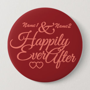 Macaron Rond 10 Cm Bouton personnalisé Happy Ever After