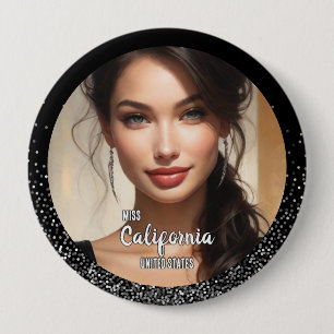 Macaron Rond 10 Cm Bouton Photo de Défilé Paillettes Argentées