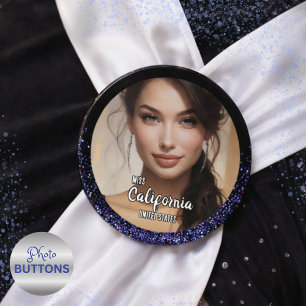 Macaron Rond 10 Cm Bouton photo de la Parties scintillant royale Glit