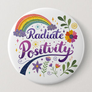 Macaron Rond 10 Cm Bouton "Rayonner de Positivité"