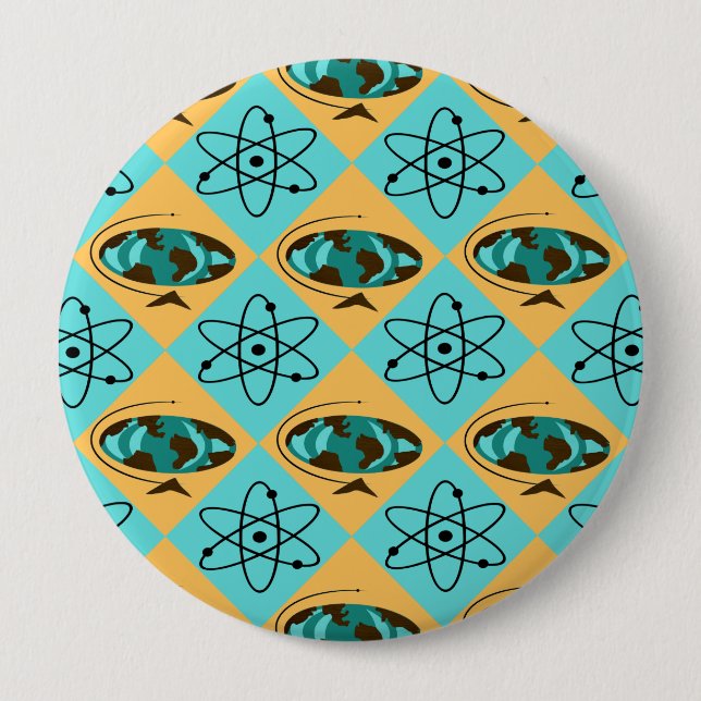 Macaron Rond 10 Cm Bouton rond Arlequin Retro Globe Trotter (Devant)