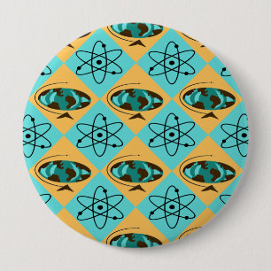 Macaron Rond 10 Cm Bouton rond Arlequin Retro Globe Trotter