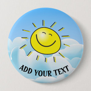 Macaron Rond 10 Cm Bouton rond heureux de Sun